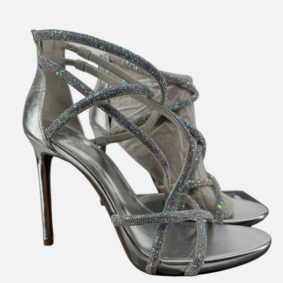 INC International Concepts Glittering Silver Heels - Picture 7 of 15